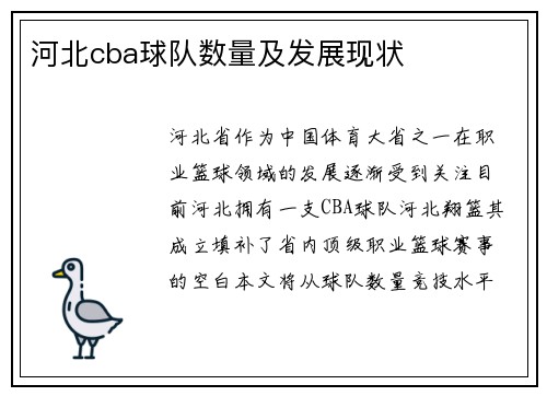 河北cba球队数量及发展现状